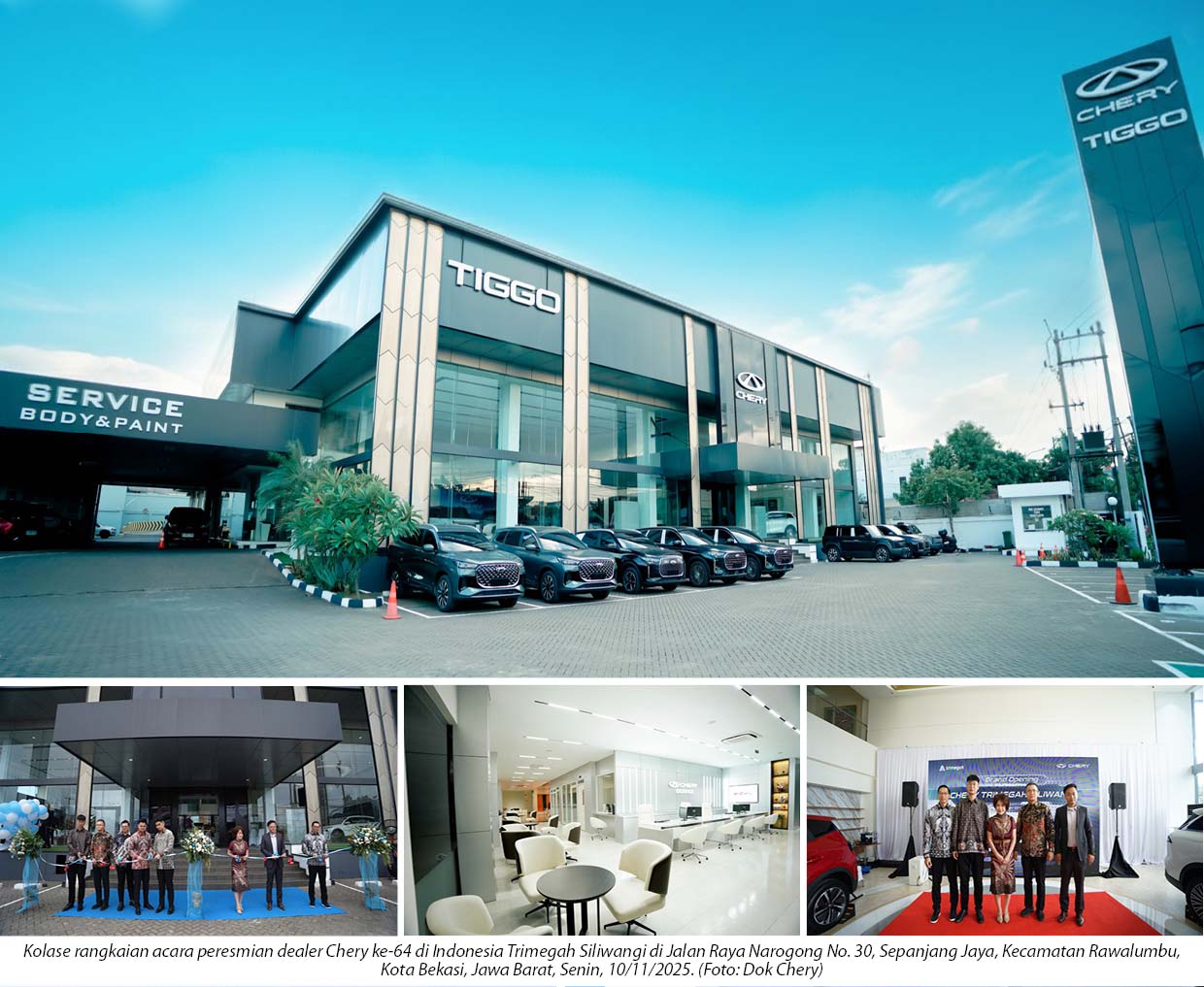 Chery Resmikan Dealer ke-64 di Bekasi, Perluas Jangkauan dengan Fasilitas 3S Plus Body dan Paint