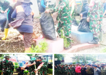 Wujudkan Lingkungan Bersih, Koramil 1802/Cibeunying, Kodim 0618/KB Gelar Kerja Bakti di Cibeunying Kaler