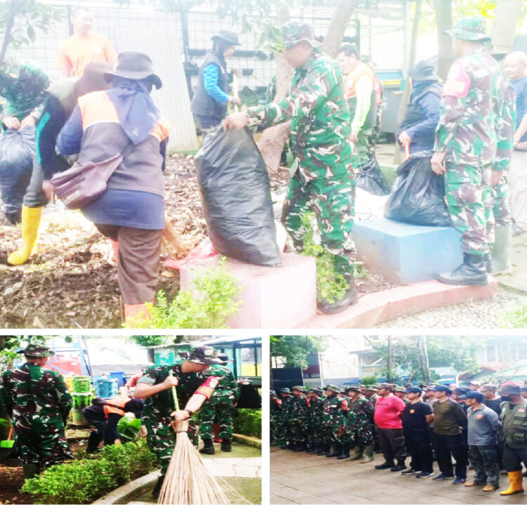 Wujudkan Lingkungan Bersih, Koramil 1802/Cibeunying, Kodim 0618/KB Gelar Kerja Bakti di Cibeunying Kaler