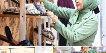 Tak Mau Kalah Saing, UMKM TRIBLEEFOOTWEAR Percantik Stand untuk Bazar Persit