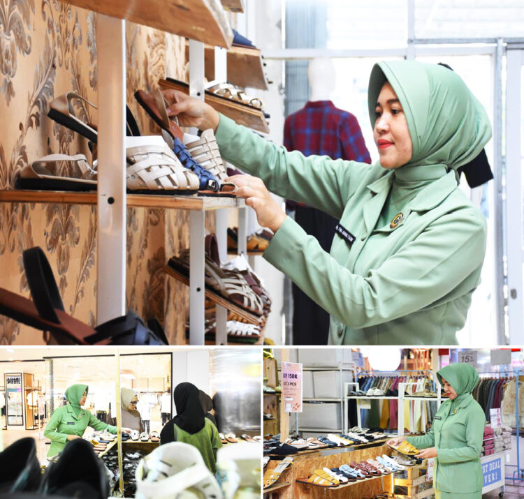 Tak Mau Kalah Saing, UMKM TRIBLEEFOOTWEAR Percantik Stand untuk Bazar Persit