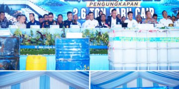 Tim Gabungan Gagalkan Penyelundupan 2,6 Ton Metamfetamin Cair Senilai Rp8,5 Triliun di Perairan Karimun